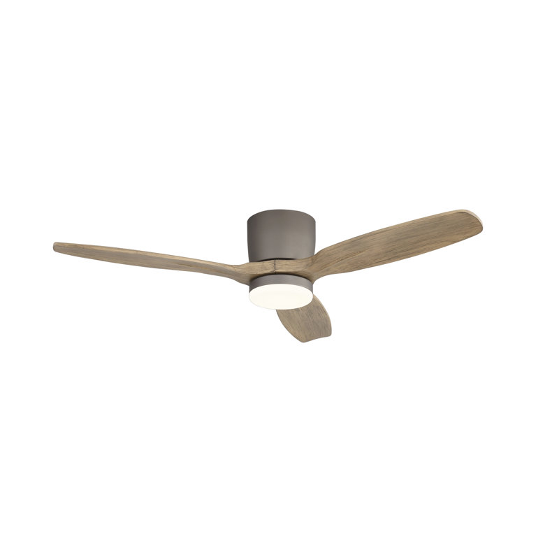 48 in. 3-Solid Blades Indoor Standard Ceiling Fan Flush Mount with Remote and Integrated LED, Charcoal Gray, Gray