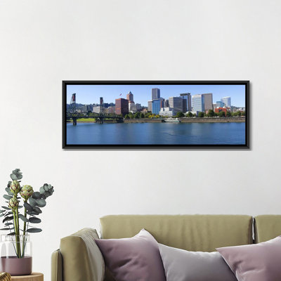 Panoramic Bridge Across a River, Willamette River, Portland, Oregon 2010 Photographic Print on Canvas