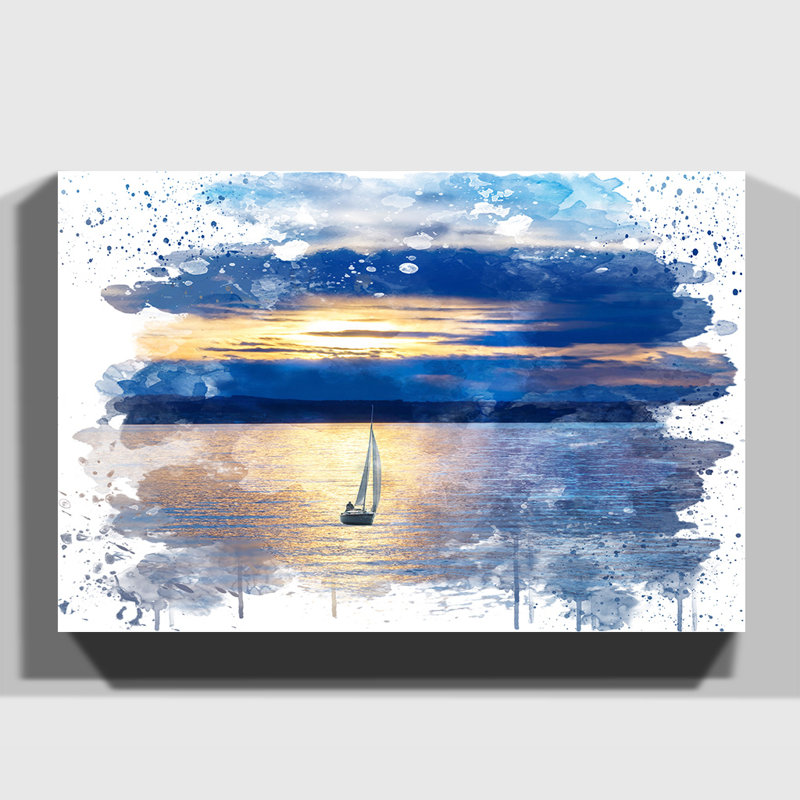Sailing Boat Lake - Wall Art, 70cm H x 100cm W, Wrapped Canvas