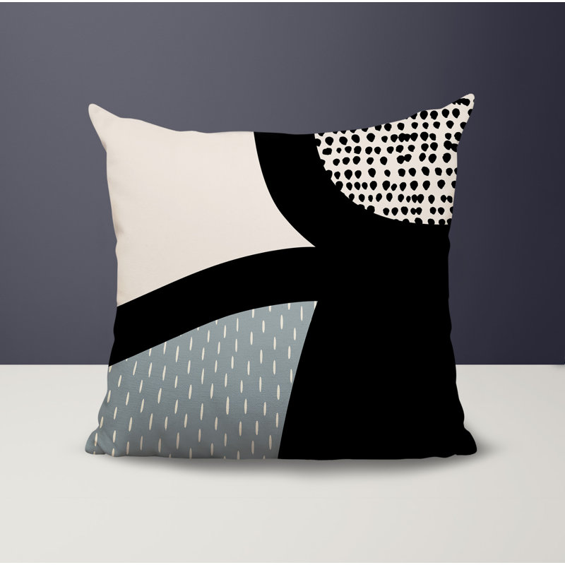 Coussin carré intérieur / extérieur pia, H 19 po x l 19 po, Gris / noir / blanc cassé