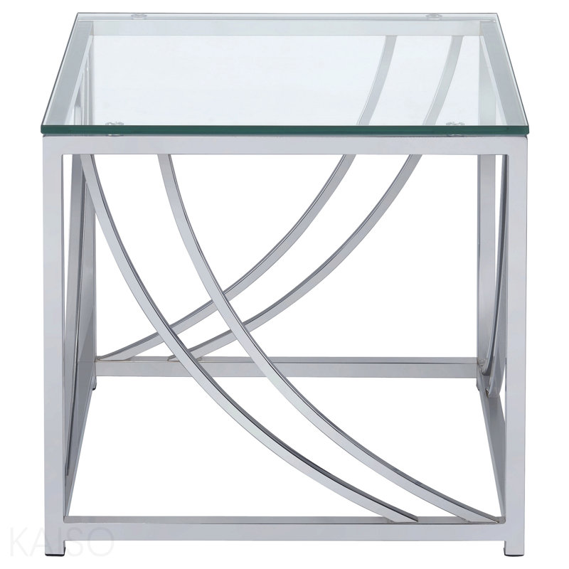 Table de bout carrée en chrome, 19.25" H x 19.75" W x 19.75" D