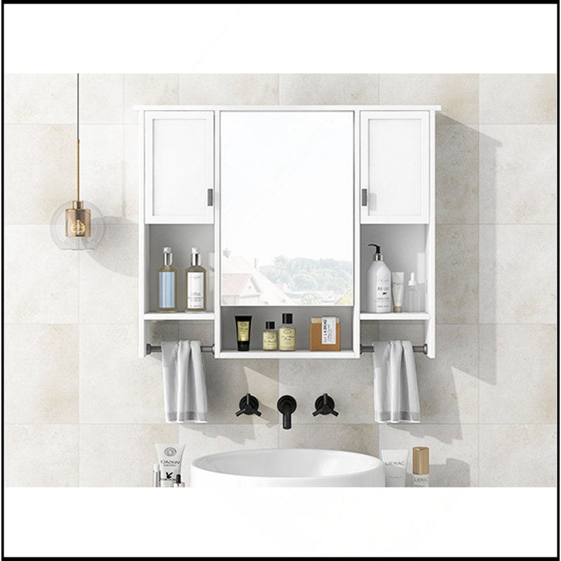 Armoire de rangement murale moderne 35 po x 28 po, armoire de salle de bain avec miroir, armoire à pharmacie avec barre à serviettes Modern
