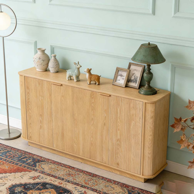 Buffet 63 po à double porte avec tablettes réglables Wavy Storage, Naturel