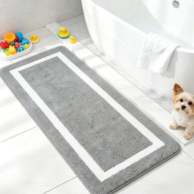 Extra Long Microfiber Non-Slip Bath Mat for Shower & Tub