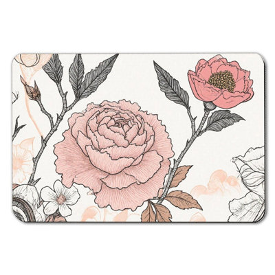 Tapis de bain délicat à motif de roses roses, 36 x 24