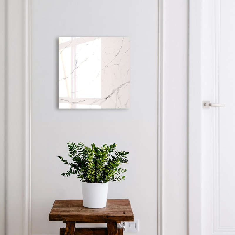 Wall mounted key box, Opens to the left, 30x30x5, White, White background with gray stone veins, 