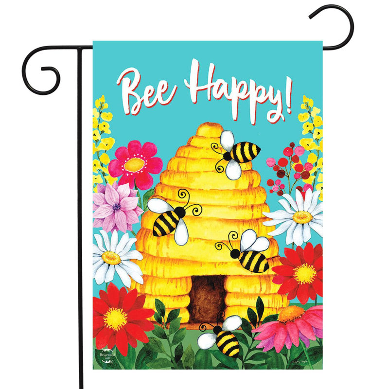 Drapeau de jardin Bee Happy Hive Spring