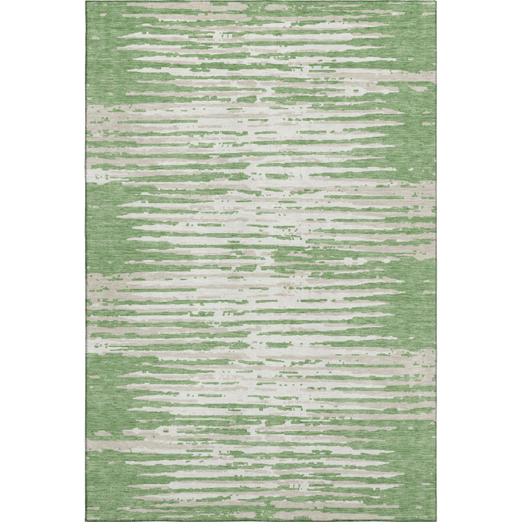 Premium Machine Washable Prisco Green Rug