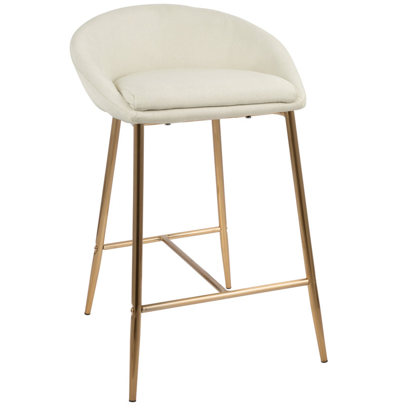Tabouret de comptoir Matisse Glam de 26 po avec structure dorée et tissu crème par Lumisource - ensemble de 2