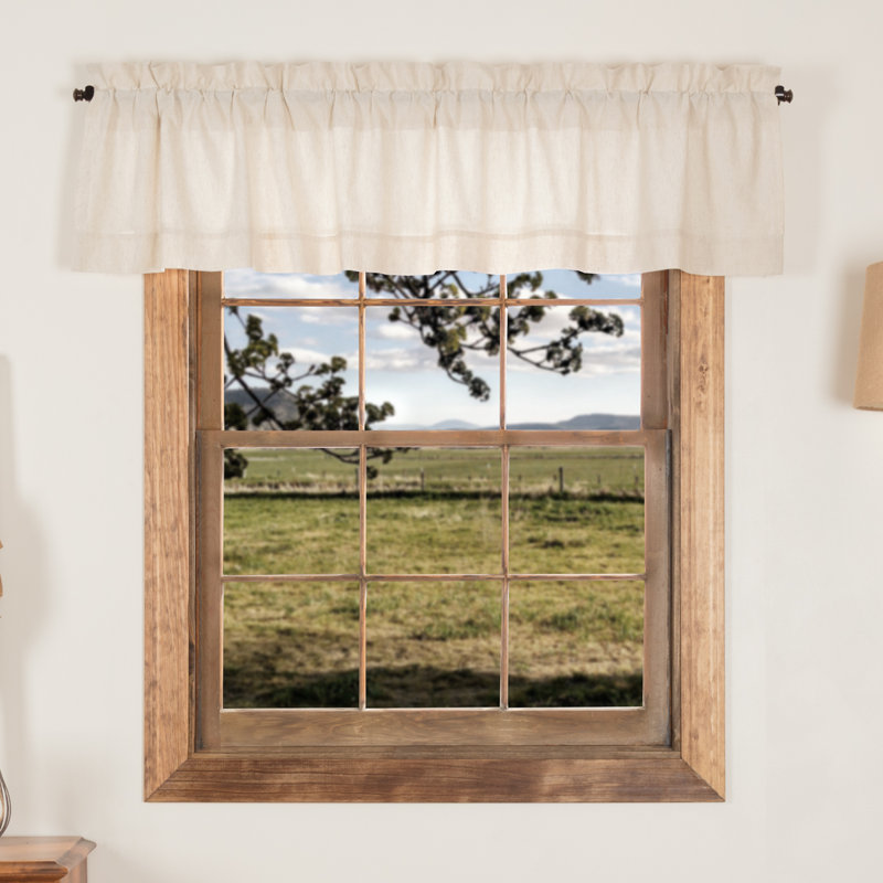 RuckeR Cotton Blend Tailored Window Valance, Natural Cream, 72" W x 16" L