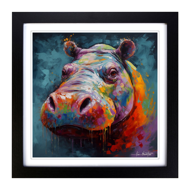 Hippo Abstract No.3 - Framed Print, Black