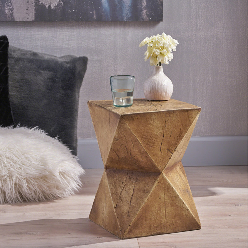 Chic Concrete Accent Table With Abstract Element - Lightweight Feature Side Fascination Look