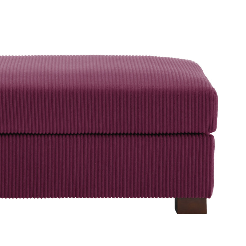 Upholstered Corduroy Modular Chaise Lounge With Armrests & Throw Pillows, Left Hand Facing, Purple