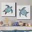 Bulle bleue tortue I - ensemble de 2 reproductions d'art-491054600-491054596