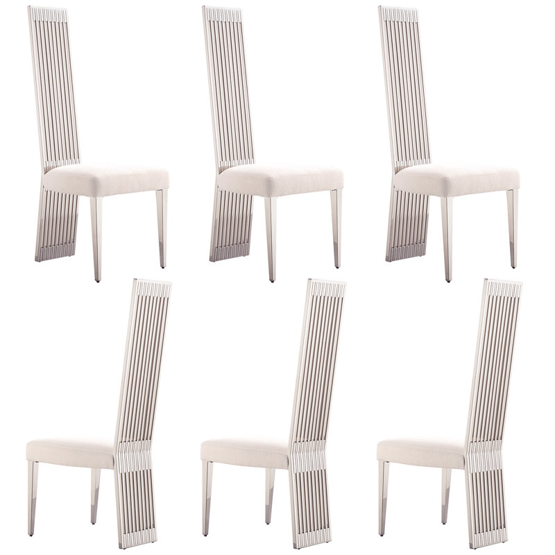 Ensemble de 6 chaises de salle à manger blanches et argentées, 6