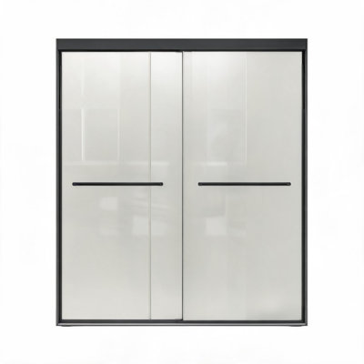 44 inch to 48 inch Matte Black Semi-Frameless Double Sliding Shower Door with 6 Millimeter Tempered Safety Glass