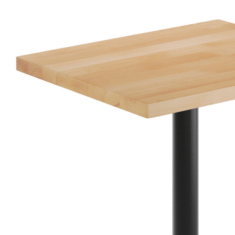 Plateau de table rectangulaire en bois massif avec base en X, H 43,5 po x L 30 po x l 24 po, Bois naturel, Noir