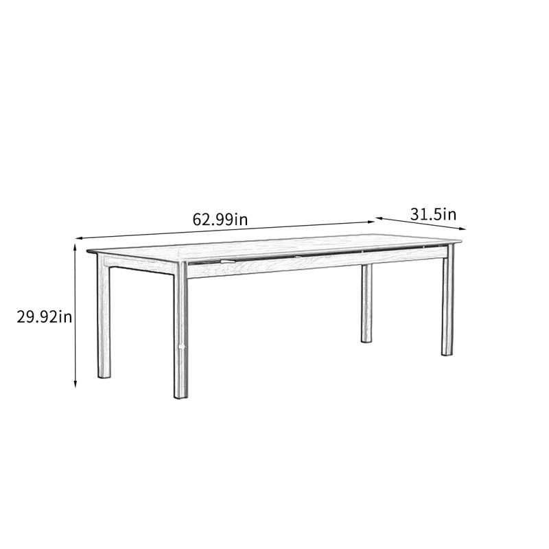 Nouvelle table de salle à manger rectangulaire en noyer massif., H 29,92 po x L 62,99 po x l 31,5 po