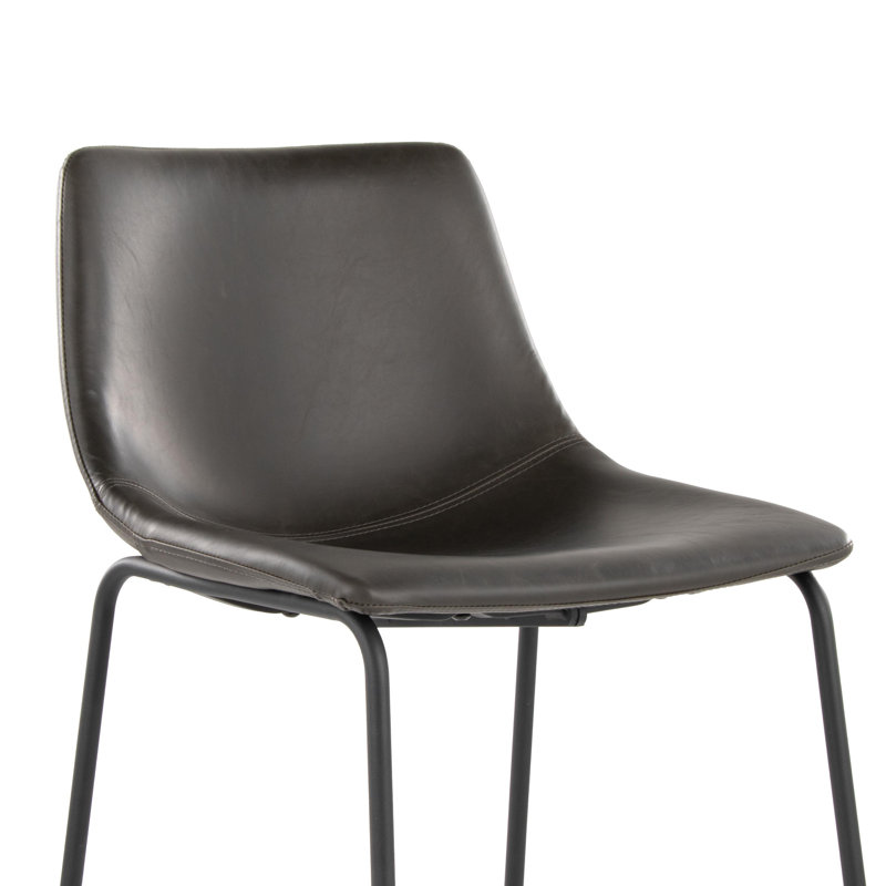 Duke Fixed-Height Counter Stool with Zig-Zag Stitching, Gray, Counter Stool (25.75" Seat Height)