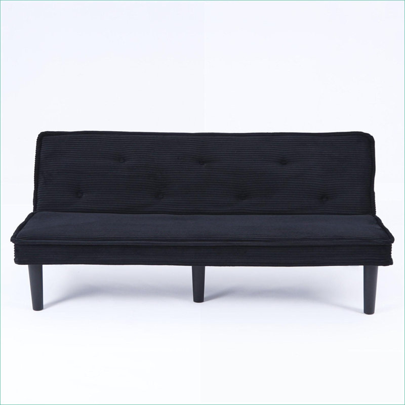 Sofas Couches | 66-Inch Modern Convertible Sofa Bed | For Living Room, Apartment, Bedroom | Black|Corduroy, Black