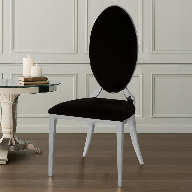 Florissant 44cm H Velvet Upholstered King Louis Back Side Chair in Black