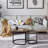 Maxaya A Set Of Two Nesting Coffee Tables Measuring 23.6" In Diameter And Featuring A Wood Grain Top, Adjustable Non-slip Feet, And An Industrial Style, Perfect For Living Rooms, Bedrooms, Balconies, And Yards.
