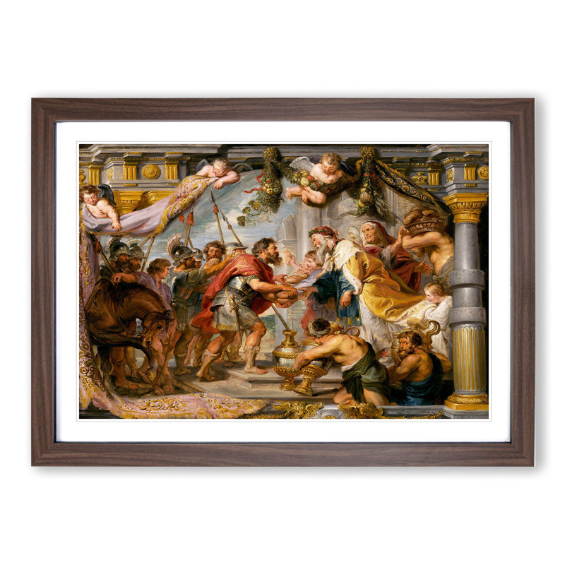 Meeting of Abraham and Melchizedek by Peter Paul Rubens - Picture Frame Painting, Walnut Framed, 48cm H x 65cm W x 2cm D