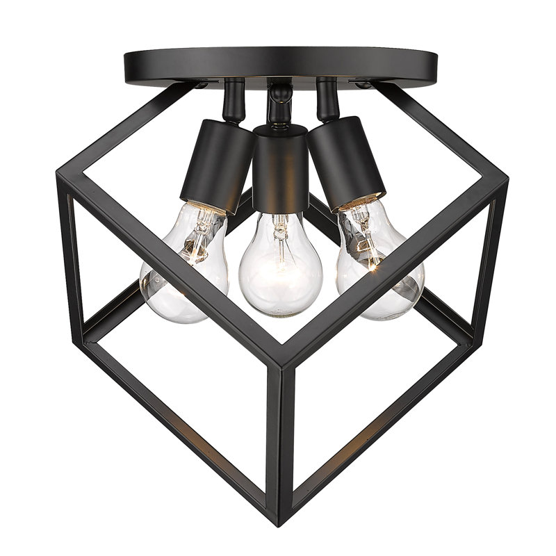 Plafonnier semi-encastré 3 lumières 13,13 po Calliope, Noir mat