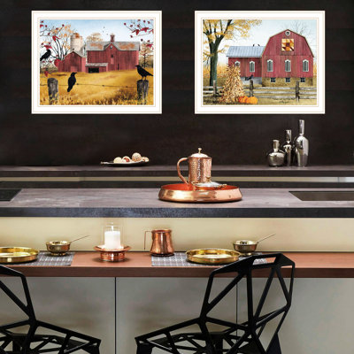 Bedroom Wall Art, Autumn Red Barns Print, Add A Rustic Charm With Wood And Paper Living Room Decorate Your Home