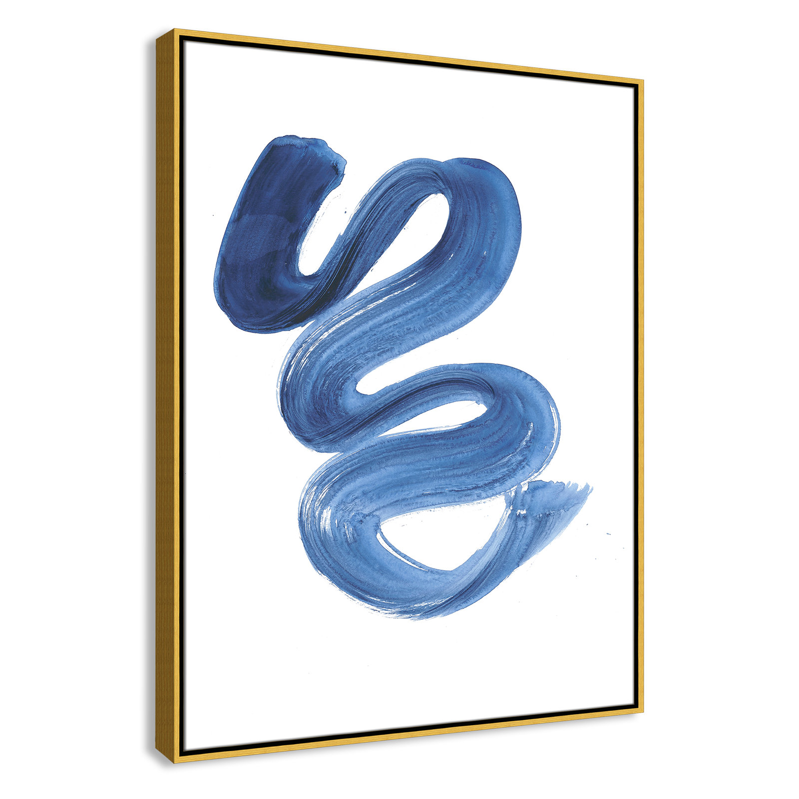 Slinky Indigo II by Filippo Ioco  - Painting Print, Gold Framed Canvas, 41.5" H x 31.5" W x 2" D