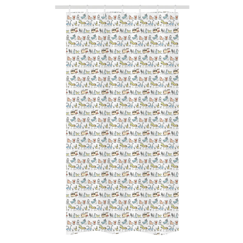 Sroda Geometric Shower Curtain with Hooks Included, 36" W x 72" L