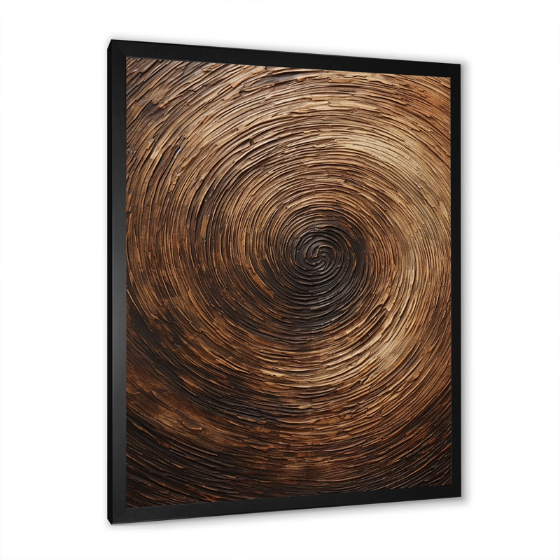 Impression sur toile «Brown Calm Current Spiral I - Abstract Spirals», Cadre photo noir, H 32 po x l 16 po x P 1 po