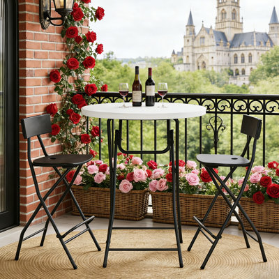 Table pliante à hauteur de barre ronde de 32 pouces, table haute haute densité 400 lb en PEHD, sans assemblage pour les fêtes de mariage sur le patio