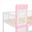 Structure de lit superposé de style château simple au-dessus de simple de couleur rose, fabrication en bois massif pour chambres d'enfant