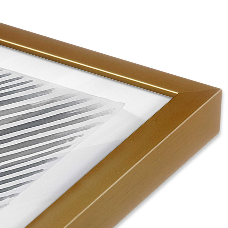 Illusion linéaire II, H 21,75 po x l 21,75 po, Cadre simple en or poli
