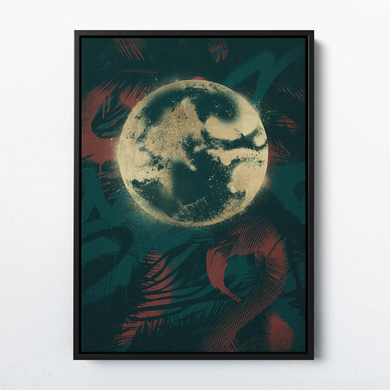 La Luna - Print on Canvas, 91cm H x 61cm W x 5cm D, Black Framed