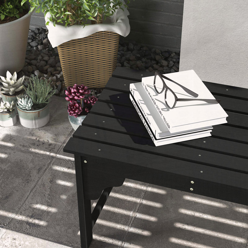 Outsunny 2-Person Wooden Backless Porch Bench, Black