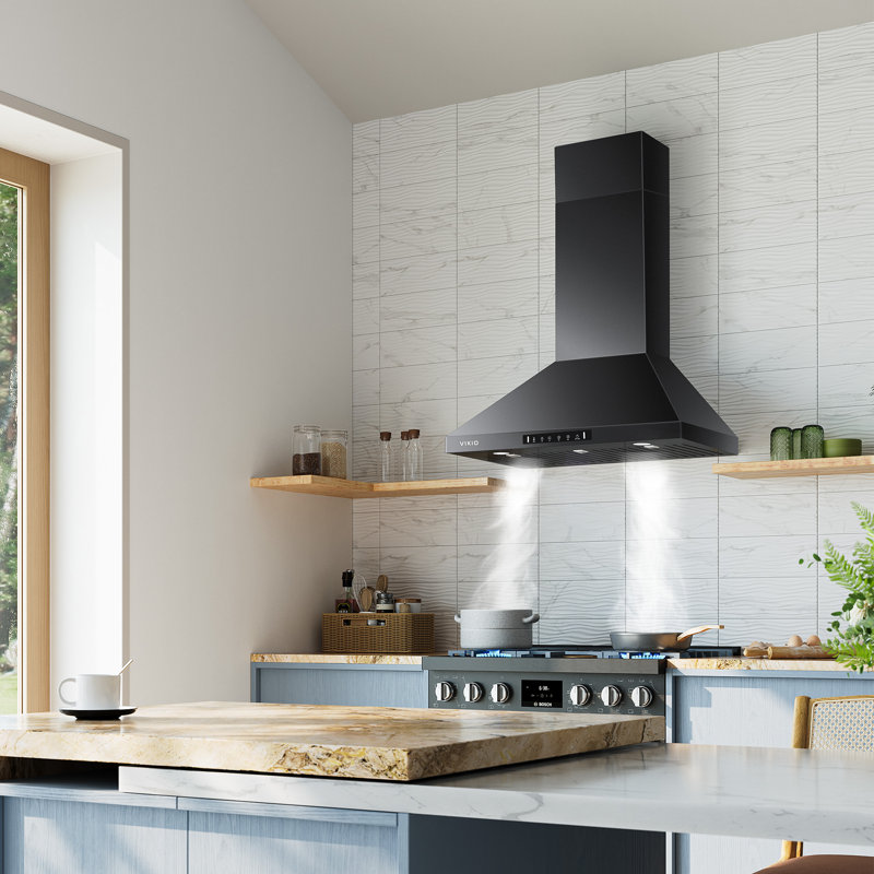 VIKIO 30'' 600 CFM Convertible Wall Mount Range Hood with Gesture Control, Black