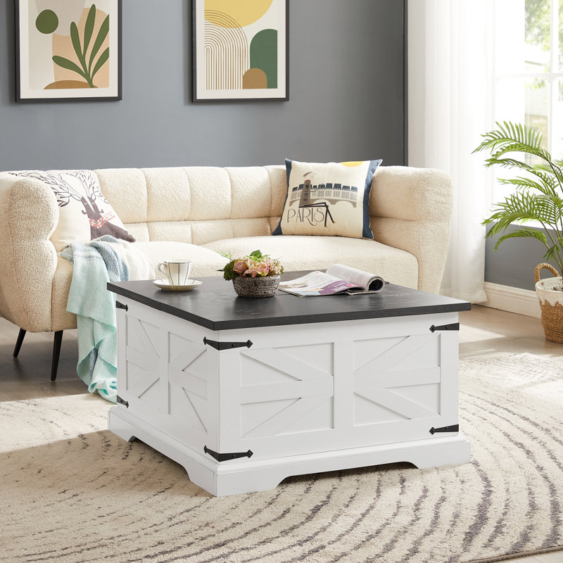 Table basse et table de bout Farmhouse, Blanc, Gris