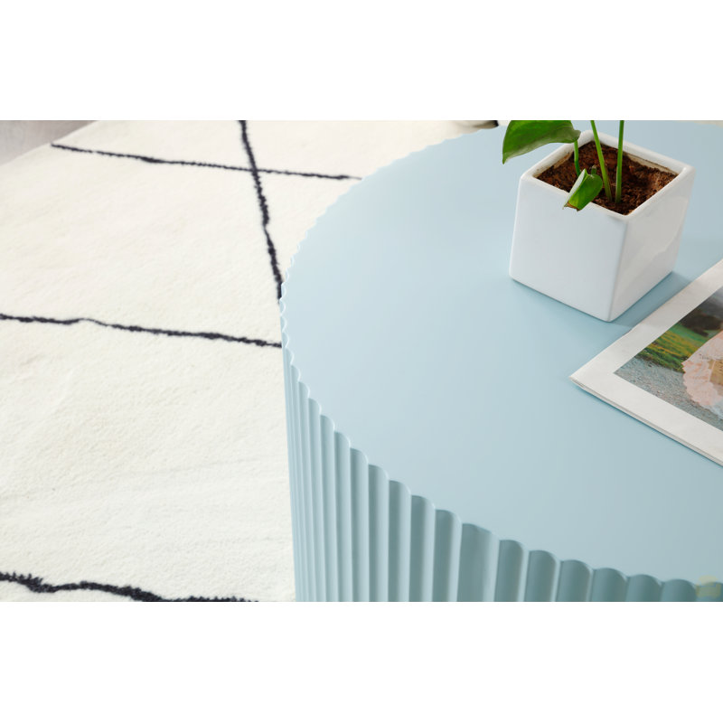 Ensemble de 2 tables gigognes, table basse artisanale, Bleu clair