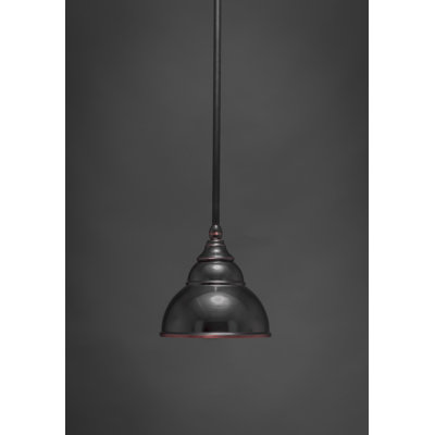 Stem Hung Mini Pendant Shown With 7" Double Bubble Metal Shade