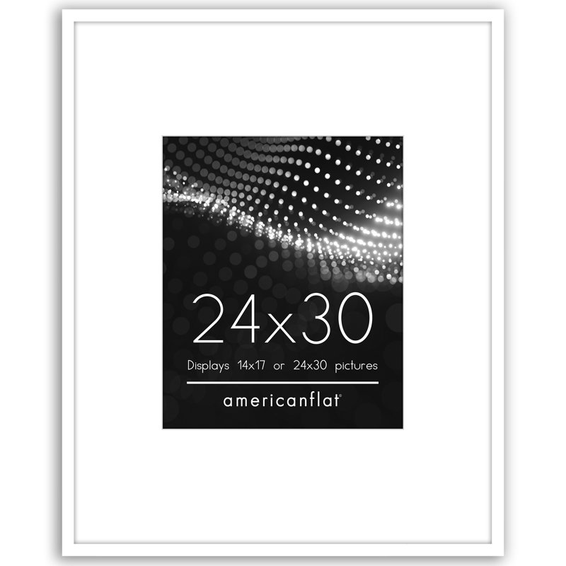  Cadre photo 24 x 30 - Utiliser comme cadre 14 x 17 avec passe-partout ou cadre 24 x 30 sans passe-partout - Cadre photo mince avec plexiglas poli - Blanc