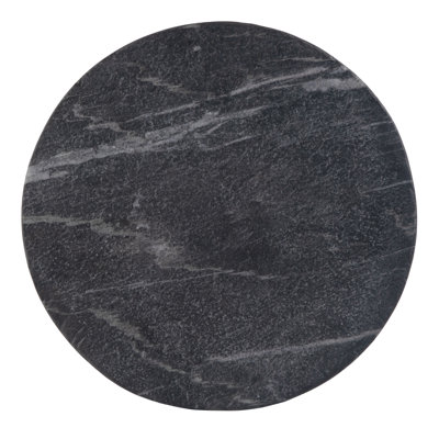 Sylvester 15 in. W Round Marble and Wood Side Table