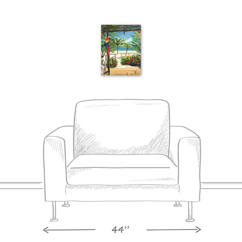 Porche tropical sur toile, H 14 po x l 11 po x P 1,25 po