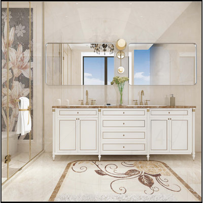 Glossy Brushed Silver Rounded Corner Rectangle Wall Mirror