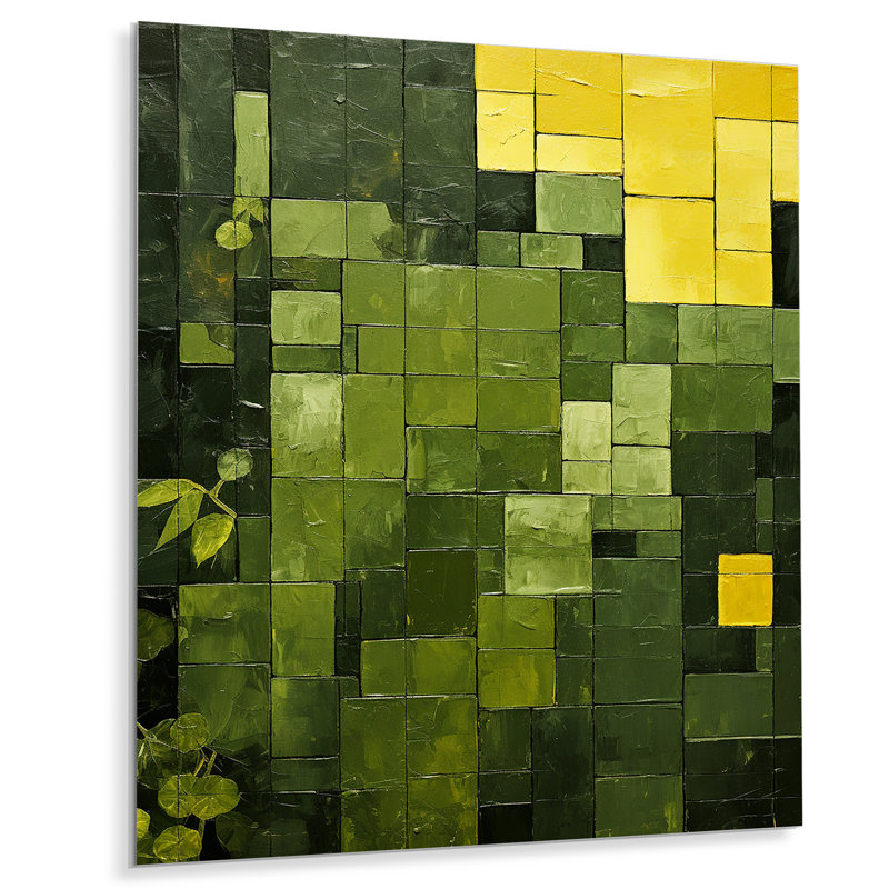«Green Eco écologiques Cubic Collage II - Cubism», art mural en métal, H 32 po x l 16 po x P 1 po