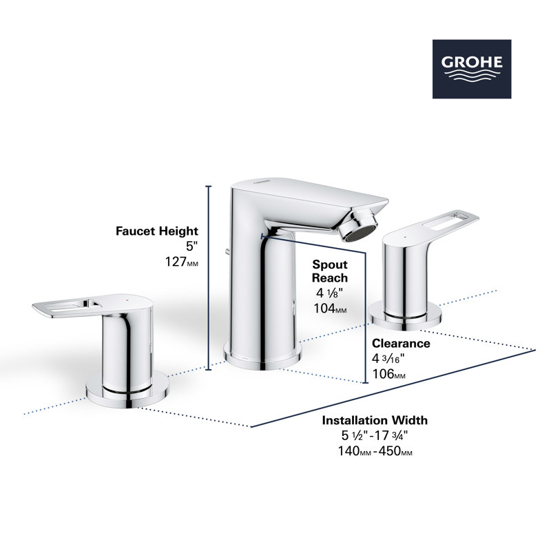 BauLoop Widespread Bathroom Faucet with Drain Assembly