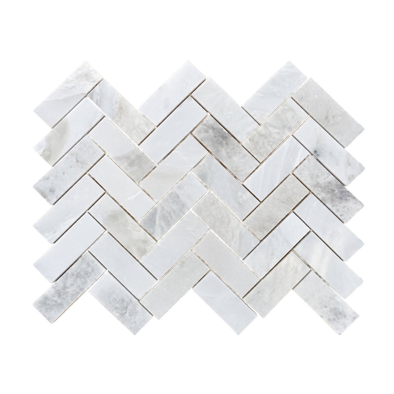 Honed Herringbone Natural Mosaic Tile, White