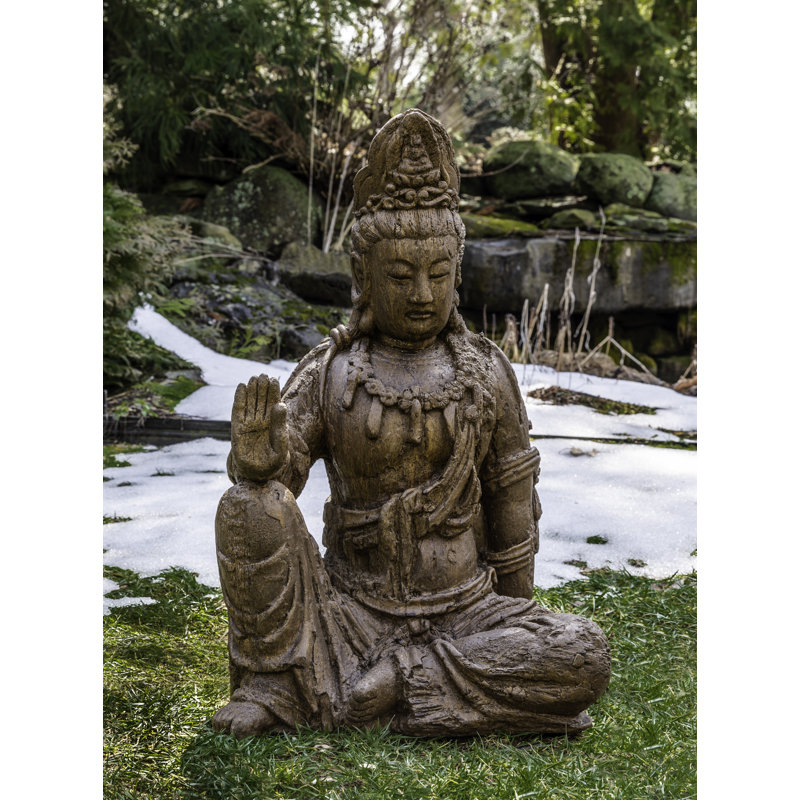 Statue antique de Quan Yin, Pierre grise