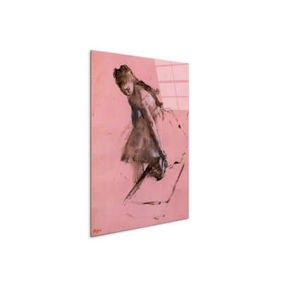 Dancer slipping on her shoe By Degas Edgar 80cm H X 60cm W CrystalArt Material Acrylic Glass Effect, Frameless Panel Lightweight Ready to Hang
